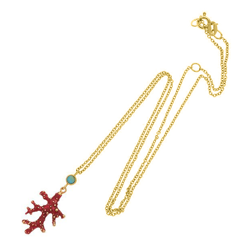 Ασημένιο επιχρυσωμένο κολιέ κοράλλι 925