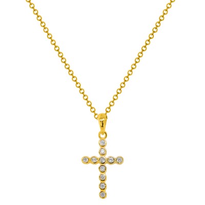 Ασημένιο επιχρυσωμένο κολιέ 925 με σταυρό