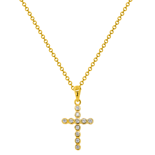 Ασημένιο επιχρυσωμένο κολιέ 925 με σταυρό