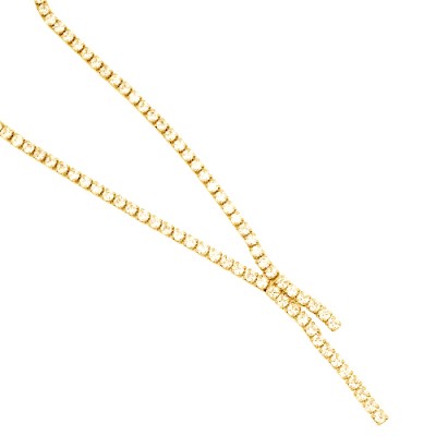 Ασημένιο επιχρυσωμένο κολιέ ριβιέρα 925 με ζιργκόν