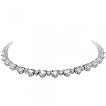 Ασημένιο κολιέ ριβιέρα 925 με καρδιές