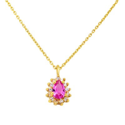 Ασημένιο επιχρυσωμένο κολιέ σταγόνα 925 με ζιργκόν