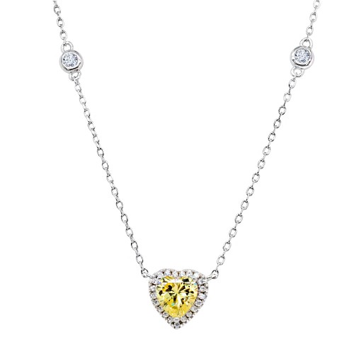 Ασημένιο κολιέ καρδιά 925 με ζιργκόν