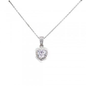 Ασημένιο κολιέ καρδιά 925 με ζιργκόν
