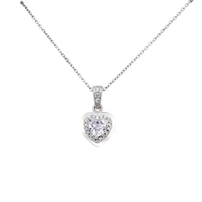 Ασημένιο κολιέ καρδιά 925 με ζιργκόν