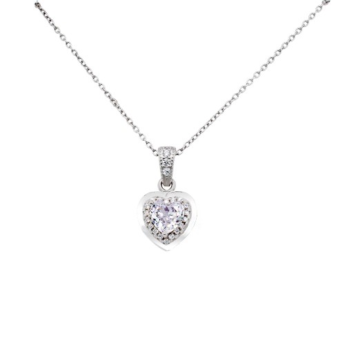 Ασημένιο κολιέ καρδιά 925 με ζιργκόν