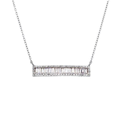 Ασημένιο κολιέ μπάρα 925 με ζιργκόν