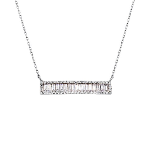 Ασημένιο κολιέ μπάρα 925 με ζιργκόν