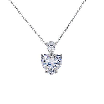 Ασημένιο κολιέ καρδιά 925 με ζιργκόν