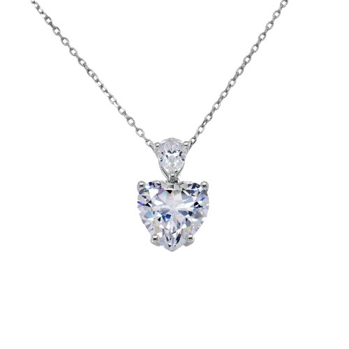 Ασημένιο κολιέ καρδιά 925 με ζιργκόν