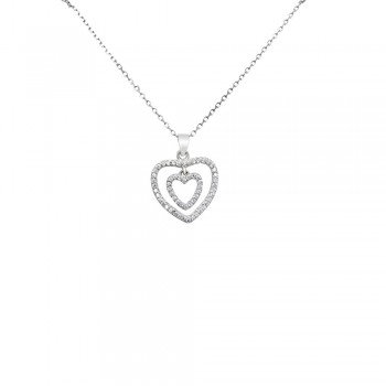 Ασημένιο κολιέ καρδιές 925 με ζιργκόν