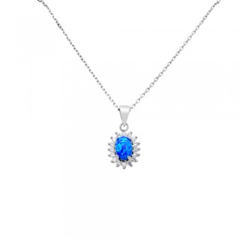 Ασημένιο κολιέ οβάλ ροζέτα 925