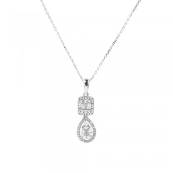 Ασημένιο κολιέ σταγόνα 925 με ζιργκόν