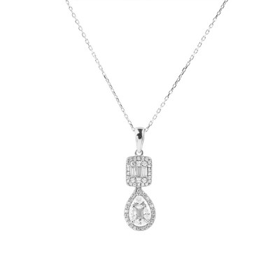 Ασημένιο κολιέ σταγόνα 925 με ζιργκόν