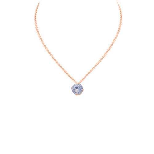 Ασημένιο κολιέ 925 σε ροζ χρώμα με ζιργκόν