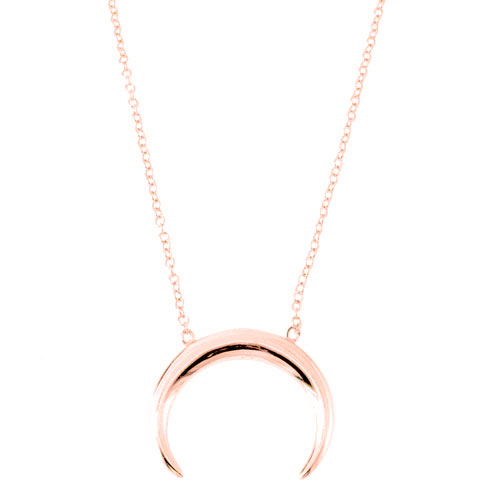 Ασημένιο κολιέ κέρατο 925 σε ροζ χρώμα