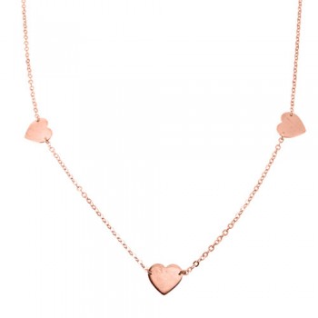 Ασημένιο κολιέ καρδιές 925 σε ροζ χρώμα