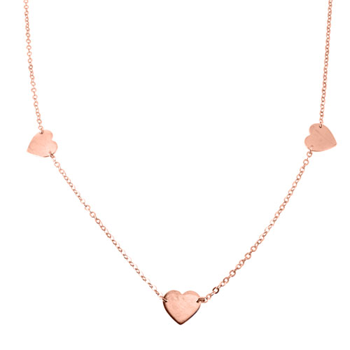 Ασημένιο κολιέ καρδιές 925 σε ροζ χρώμα