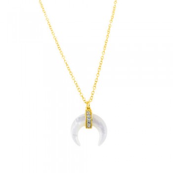 Ασημένιο επιχρυσωμένο κολιέ κέρατο 925