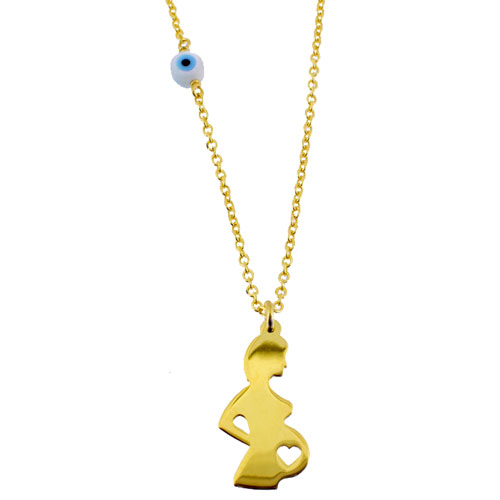 Ασημένιο επιχρυσωμένο κολιέ μαμά 925