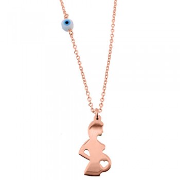 Ασημένιο κολιέ μαμά 925 σε ροζ χρώμα