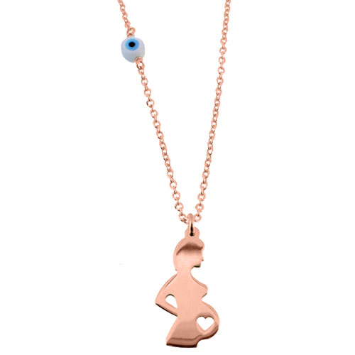 Ασημένιο κολιέ μαμά 925 σε ροζ χρώμα