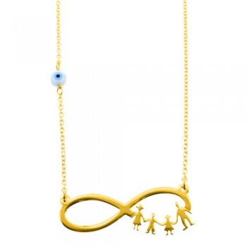 Ασημένιο επιχρυσωμένο κολιέ άπειρο-οικογένεια 925