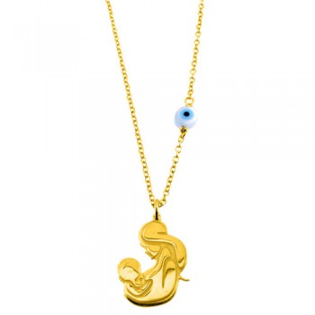 Ασημένιο επιχρυσωμένο κολιέ μαμά 925