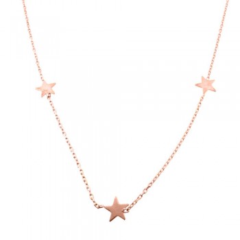 Ασημένιο κολιέ αστέρια 925 σε ροζ χρώμα