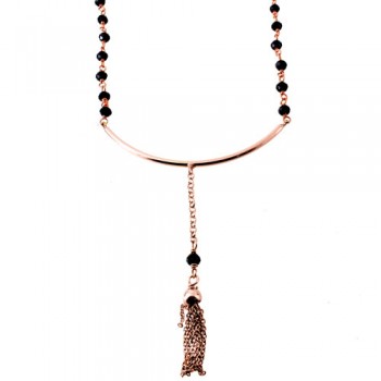 Ασημένιο κολιέ μπάρα 925 σε ροζ χρώμα