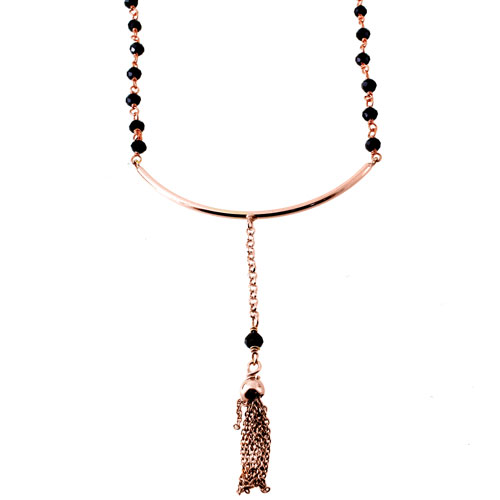 Ασημένιο κολιέ μπάρα 925 σε ροζ χρώμα