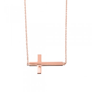 Ασημένιο κολιέ με σταυρό 925 σε ροζ χρώμα