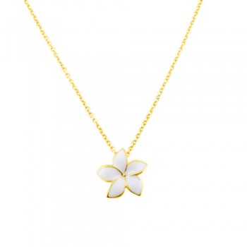 Ασημένιο επιχρυσωμένο κολιέ λουλούδι 925