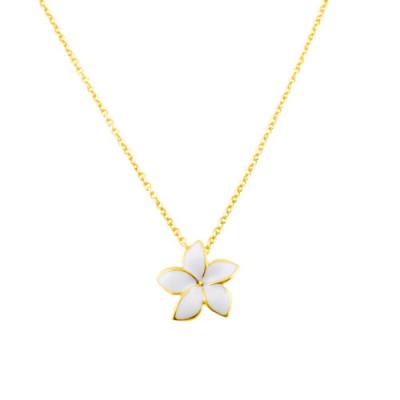 Ασημένιο επιχρυσωμένο κολιέ λουλούδι 925