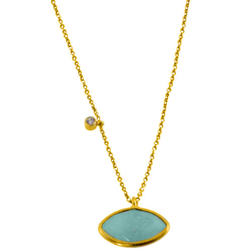 Ασημένιο επιχρυσωμένο κολιέ 925 με αμαζονίτη