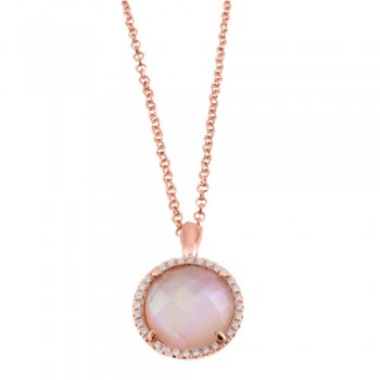 Ασημένιο κολιέ 925 σε ροζ χρώμα με κρύσταλλο