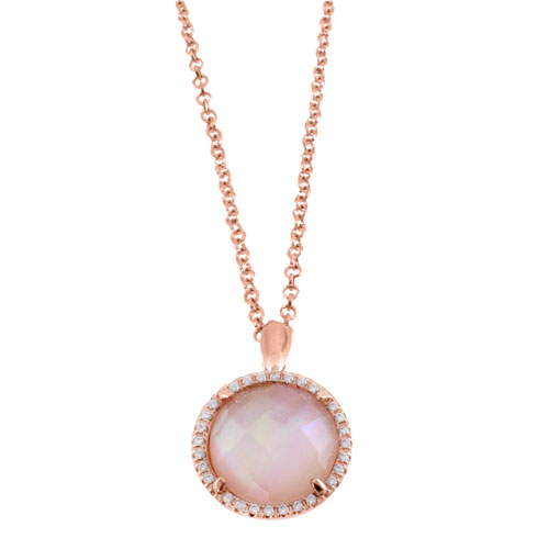 Ασημένιο κολιέ 925 σε ροζ χρώμα με κρύσταλλο