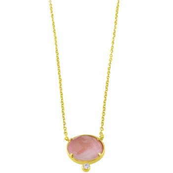 Ασημένιο επιχρυσωμένο κολιέ 925 με κρύσταλλο