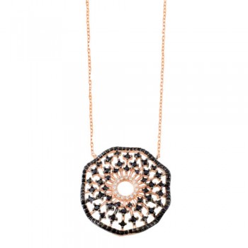 Ασημένιο κολιέ κύκλος 925 σε ροζ χρώμα