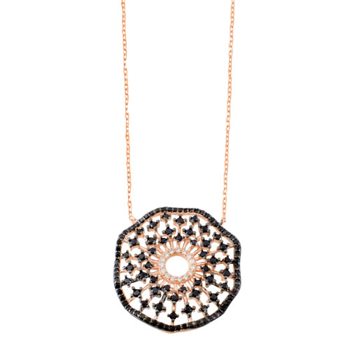 Ασημένιο κολιέ κύκλος 925 σε ροζ χρώμα