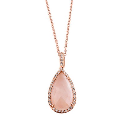 Ασημένιο κολιέ σταγόνα 925 σε ροζ χρώμα