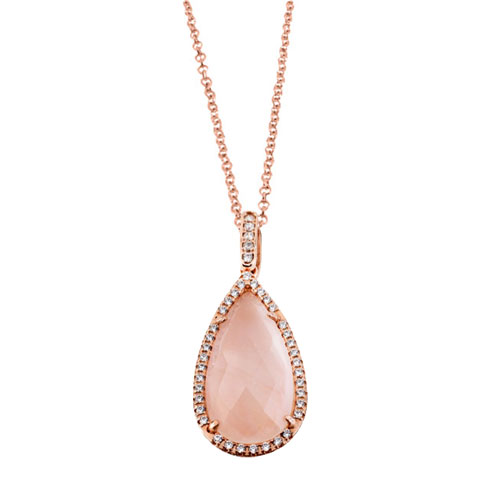 Ασημένιο κολιέ σταγόνα 925 σε ροζ χρώμα