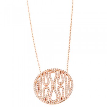 Ασημένιο κολιέ κύκλος 925 σε ροζ χρώμα