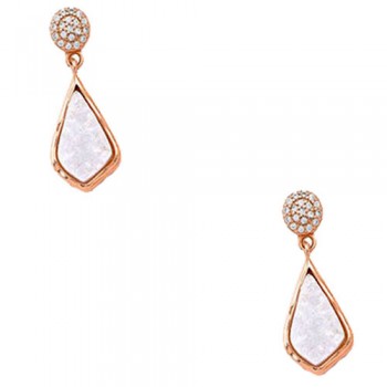 Ασημένια σκουλαρίκια 925 σε ροζ χρώμα με αχάτη