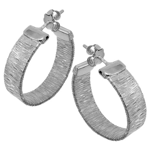 Ασημένια επιπλατινωμένα σκουλαρίκια κρίκοι 925