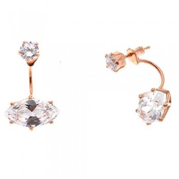 Ασημένια σκουλαρίκια ear jacket 925 σε ροζ χρώμα