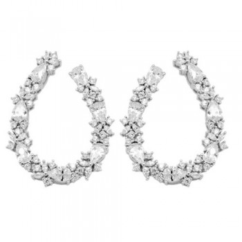 Νυφικά ασημένια σκουλαρίκια 925 με ζιργκόν