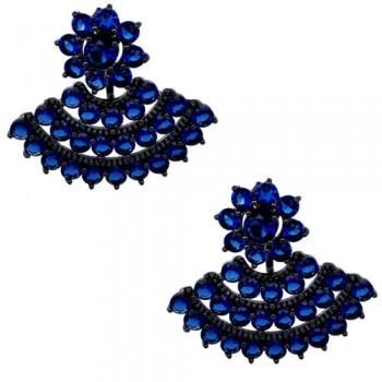 Ασημένια σκουλαρίκια ear jacket 925 με μαύρο επιπλατίνωμα