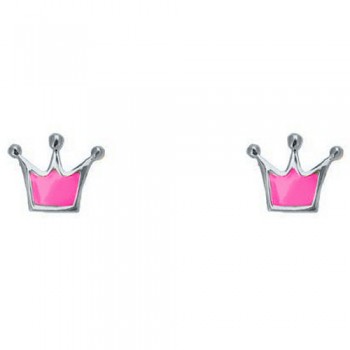 Ασημένια παιδικά σκουλαρίκια κορώνες 925