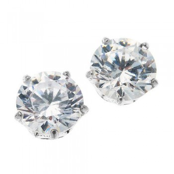 Ασημένια μονόπετρα σκουλαρίκια 925 με ζιργκόν